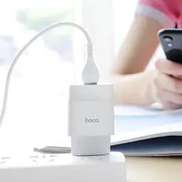 Адаптер мережевий Hoco Glorious C73A на 2 USB-порти сам блок білий - мініатюра 4