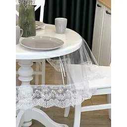 Силиконовая скатерть с белым кружевом Блюмарин 10 см 340х200 см