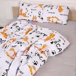 Простирадло MirSon Бязь 17-0627 Yoga Cat Grey 220х150 см (2200008196820) - мініатюра 4