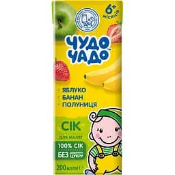 Сік Чудо-Чадо slim з яблук, бананів та полуниці 200 мл