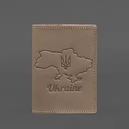 Шкіряна обкладинка для паспорта з мапою України світло-бежевий Crazy Horse - мініатюра 6