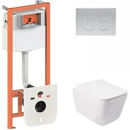 Набір Q-tap інсталяція 3 в 1 Nest QT0133M425 з панеллю змиву круглою QT0111M11111SAT + унітаз з сидінням Crow QT05335170W
