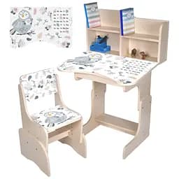 Дитяча парта Bambi N 2071-10-2 Пташка з таблицею множення та стільчиком світлий венге