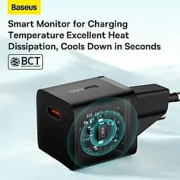 Блочок швидкого заряджання адаптер живлення Baseus GaN5 Fast Charger (mini) OS 1 USB-C 20 W чорний - мініатюра 5