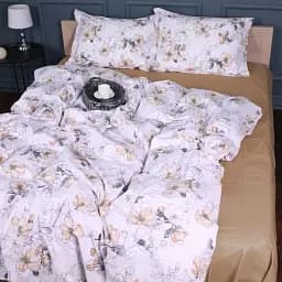 Простирадло на резинці MirSon Поплін 00-2 Beige Flowers 90x190 см (2200009700743)