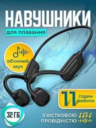 Бездротові спортивні кісткові навушники для плавання Langsdom Opetec Swim з вбудованою пам'яттю 32G Чорні - мініатюра 7