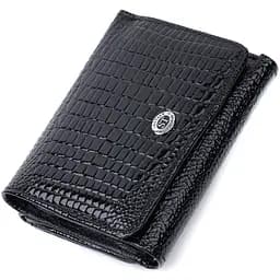 Жіночий стильний гаманець із фактурної натуральної шкіри ST Leather 22732 чорний