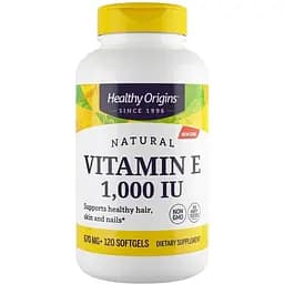 Витамин E Healthy Origins Vitamin E 1000 IU, 120 капсул для поддержания кожи, волос и ногтей