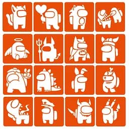 Набор трафаретов для био-тату "Among us №2" Fresh Tattoo Among-Us-2-6x6-16, 16 трафаретов