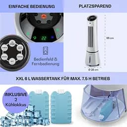 Повітроохолоджувач Klarstein Skyscraper Ice 4-in-1 210 м3/г (10034651)  - мініатюра 4