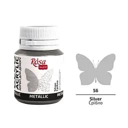Акрил для декору Срібло (56), металік 20 мл Rosa Talent