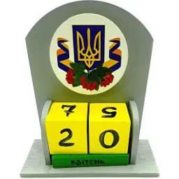 Вечный календарь Трезубец с калиной деревянный, расписанный вручную 15.5х14.2х6 см. 