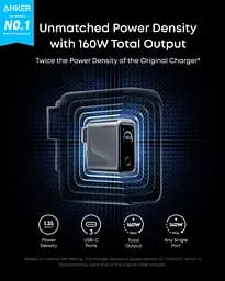 Сетевое зарядне пристрій Anker GaNPrime Charger 160W, 3xUSB-C PD3.1 w Display Silver (7232958) - мініатюра 6