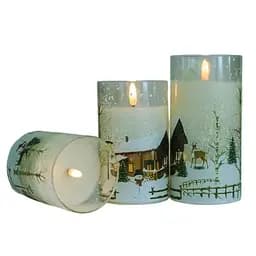 Мерехтливі безполум'яні свічки CHIJIRE з таймером на батарейках 3 шт. білий