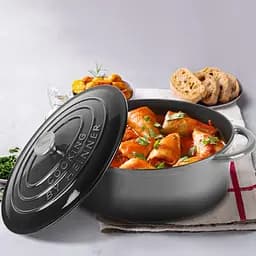 Каструля чавунна емальована овальна з кришкою Heinner сіра (HR-ZVC-S26OV) - мініатюра 5