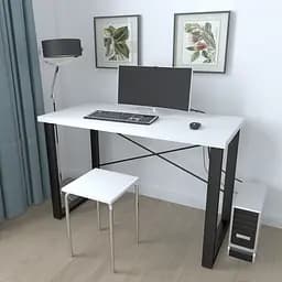 Письмовий стіл Ferrum-decor Драйв 750x1200x700 Чорний метал ДСП Біле 32 мм (FRD-103380) - мініатюра 2