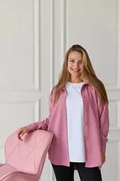 Жіноча сорочка для вагітних стилю oversize з мікровельвету Varna розмір S-М Lullababe пудрова - мініатюра 10