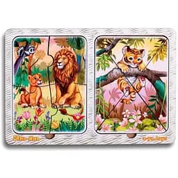 Деревянный пазл-вкладыш Львы и тигренок Ubumblebees (ПСД184) PSD184 в рамке
