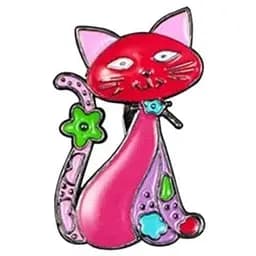 Брошь Котик брошь-булавка розовая