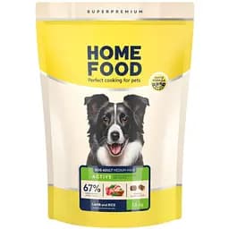Сухий корм для активних дорослих собак і юніорів середніх і великих порід Home Food Dog Adult Medium/Maxi Ягнятина з рисом 1.6 кг