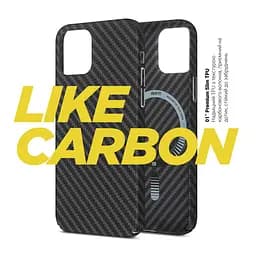 Карбоновый чехол для Apple iPhone 14 Plus, LikeCarbon MagCase, черный, тонкий защитный чехол-панель с магнитом MagSafe, ударопрочный, ультратонкий, совместим с магнитными держателями и беспроводной зарядкой, ArmorStandart (ARM66364) - мініатюра 2