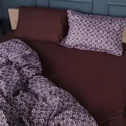 Простыня MirSon Сатин 22-1385 Brown Geometry 150х220 см (2200010472516)