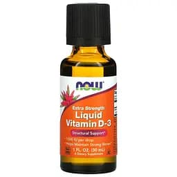 Рідкий вітамін D3 підвищеної сили 1000 МО Now Foods Liquid Vitamin D3 Extra Strength 30 мл