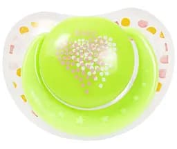 Пустышка силиконовая Курносики, ортодонтическая, с колпачком, 6-12+ мес., салатовый (7116 сал)