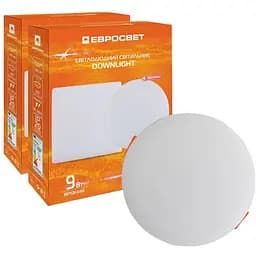 Світильник точковий врізний Євросвітло 9Вт коло LED-R-100-9 4200К без рамки 2 шт. (58099)