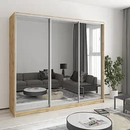 Шафа-купе тридверна MebelStar Стандарт AL 3 Дзеркала 230x45x210 см Дуб тахо (MBS-4240)