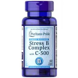 Вітаміни групи В та вітамін С Puritans Pride Stress Vitamin B-Complex with Vitamin C-500 Timed Releasе 60 капсул