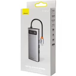 Концентратор Baseus USB3.1 Type-C to USB C(PD)100W/HDMI 4K 30Hz/VGA/USB3.2/RJ45/SD+TF 9in1 Grey (CAHUB-CU0G) - мініатюра 7