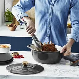 Tefal Кастрюля Tefal Air, з кришкою, 5.7л, алюміній, чорний - мініатюра 7