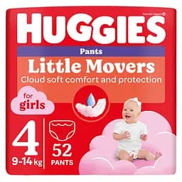 Підгузки-трусики для дівчаток Huggies Little Movers Pants 4 (9-14 кг) 52 шт.