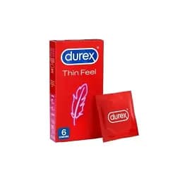 Презервативи Durex Thin Feel 6 шт тонкі латексні, гладкі, зі змазкою, стандарт 56 мм