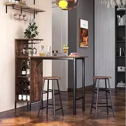 Барний стіл з стільцями Costway Bistro з тримачем винних келихів темно-коричневий - мініатюра 3