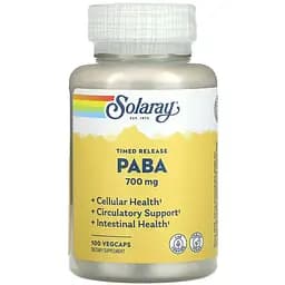 Параамінобензойна кислота Solaray PABA 700 мг 100 веганських капсул