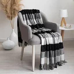 Плед вовняний Vladi Палермо 140x200 біло-сірий-темно-сірий 8 (1163)