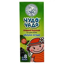 Сок Чудо-чадо, яблоко-лесная ягода, осветленный, стерилизованный, 200 мл