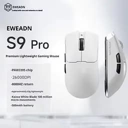 Ігрова бездротова мишка EWEADN S9 Pro / Три режими підключення / Сенсор PAW3395 / 26000 DPI / White - мініатюра 2