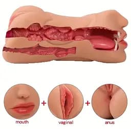 3-в-1 реалистичный мужской мастурбатор с глубоким горлом, узкой вагиной и имитация ануса, секс-игрушка