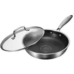 Профессиональная индукционная сковорода из нержавеющей стали Bohmann Premium BH-4000-26 диаметр 26 см с лазерной гравировкой соты