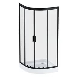 Душевая кабина Am.Pm Gem 1/4 Round 90x90 см без поддона black W90UG-401-090BT, прозрачная, черная