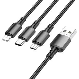 Кабель Borofone BX72 3 в 1 charging cable(iP+Type-C+Micro)