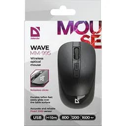 Комп'ютерна мишка Defender Wave MM-995 бездротова 4 кн. до 1600 dpi безшумна чорна (52995) - мініатюра 3