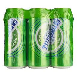 Набір пива Tuborg Green світле 4.6% 3 л (6 шт. по 0.5 л) з/б - мініатюра 4