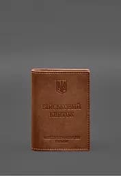 Шкіряна обкладинка для військового квитка з кишенями 7.2 світло-коричневий краст - мініатюра 2