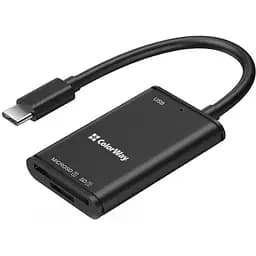 Кардрідер USB ColorWay "3-in-1", чорний, Type-C 3.1 - microSD / SD / USB 3.0 (CW-CR-02)