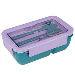 Ланч-бокс Yes Fusion з приладдям фіолетово-зелений 850 мл (708170)