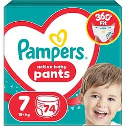 Підгузки-трусики Pampers Active Baby Pants Розмір 7 (15+ кг) 74 шт.